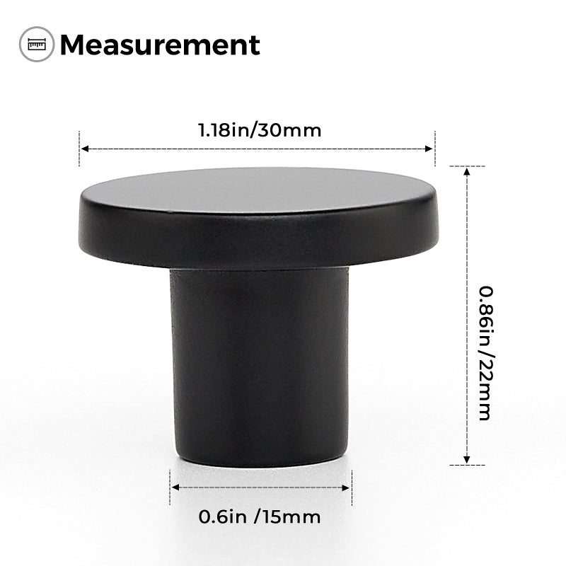 Ravinte 1 Pack Cabinet Knobs Black Kitchen Cabinet Knobs Round Dresser Drawer Knobs Matte Black Drawer Pulls Closet Door Knobs 1-1/5 Inch - Image 3